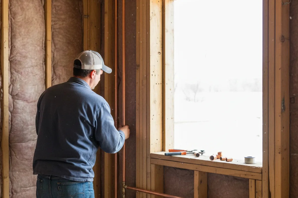 Licensed plumber running new copper supply lines in a Carrollton home
