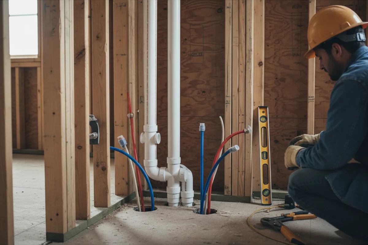 Drain and supply rough-in during Drain Cleaning in Carrollton